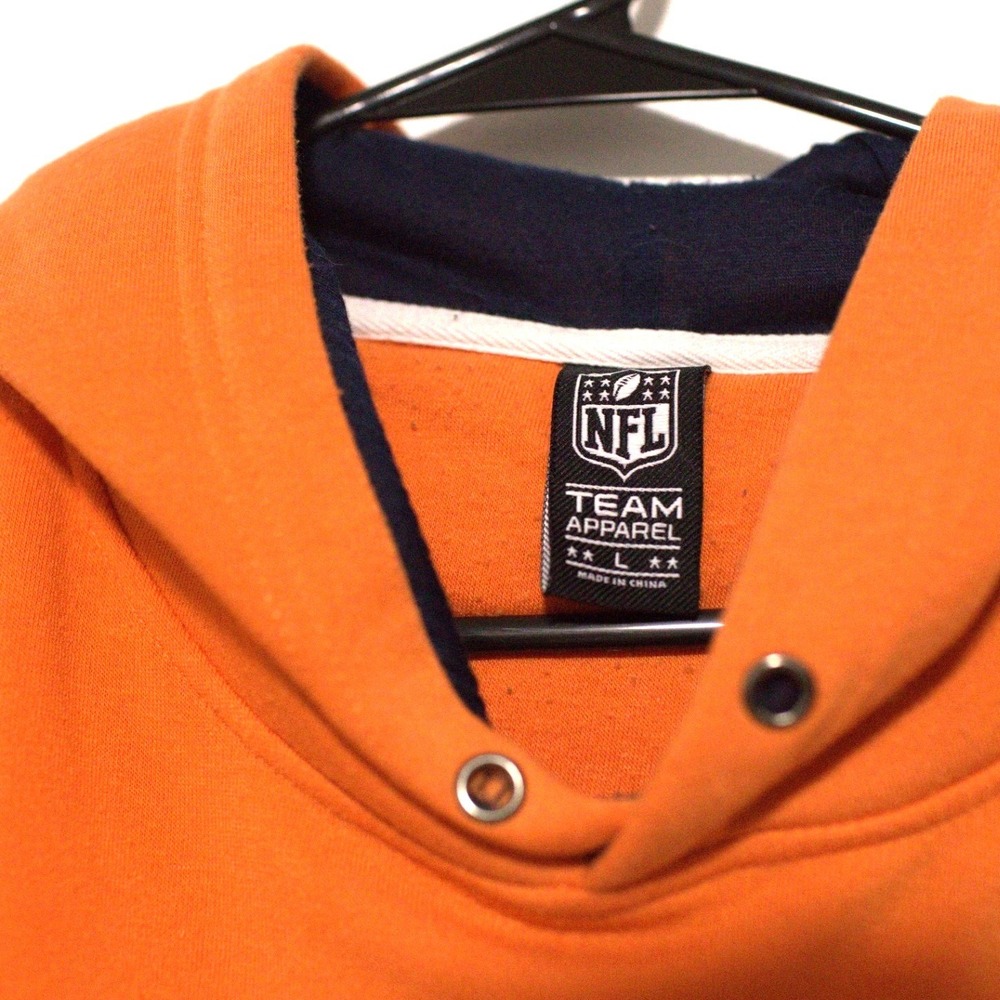 NFL Team Apparel Denver Broncos Hoodie Mens Large Orange Navy Blue Colorblock - Picture 5 of 8